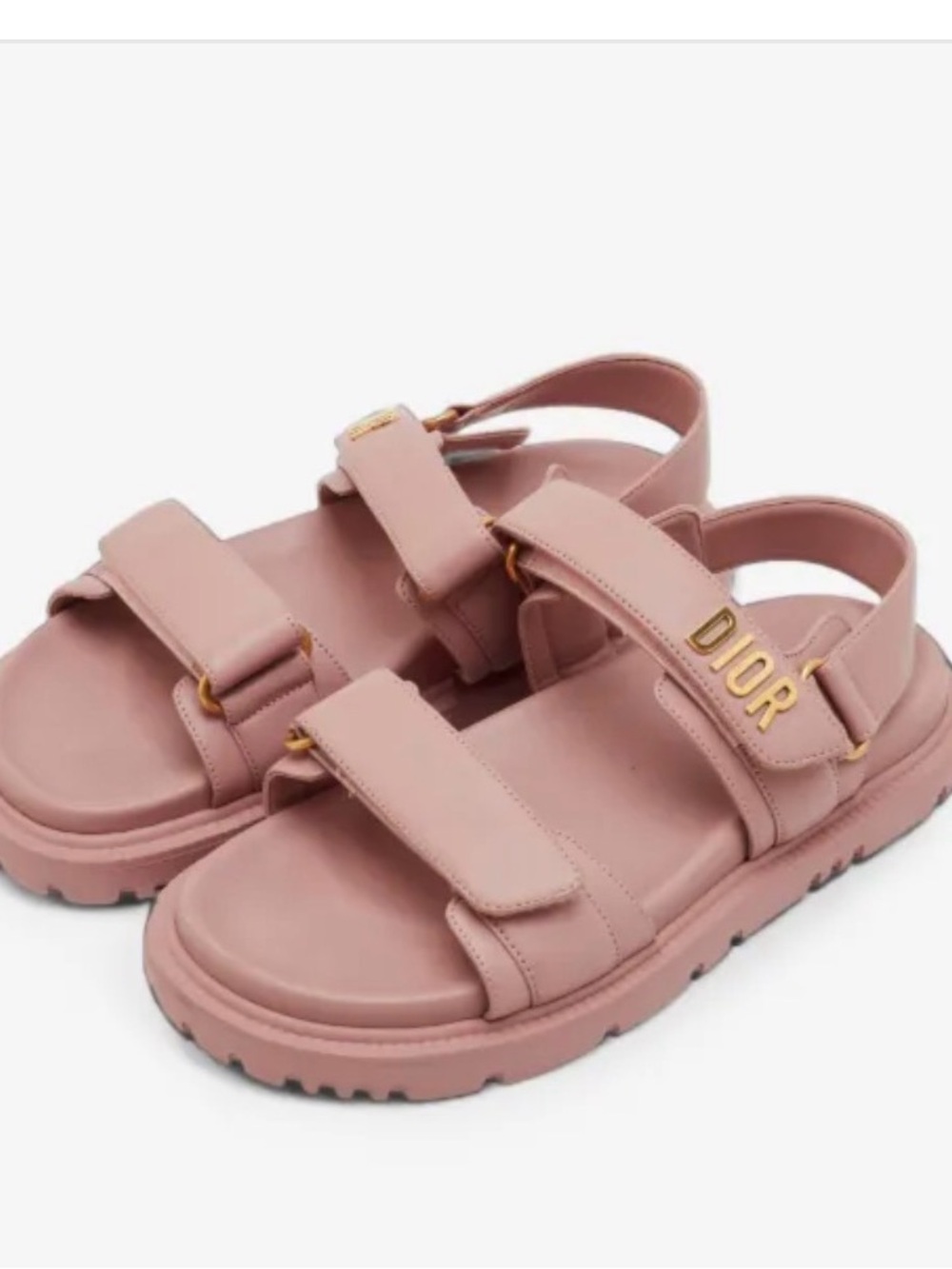 NWT Christian Dior Dioract Pink Leather Sandals with Gold Accent, 9.5